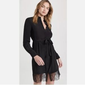 Jason Wu Black Silk Monogram Lace Shirt Dress